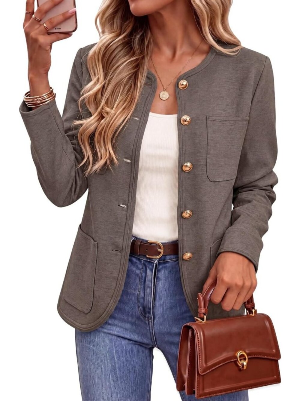 Chic Women's Wool Blend Sweater Blazer | Business Casual Fall Cardigan